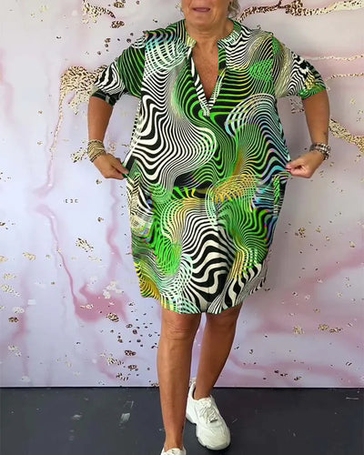 Ursula™ - Buntes Kleid mit V-Ausschnitt