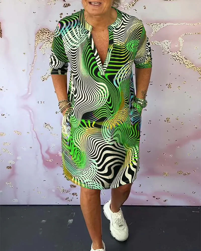 Ursula™ - Buntes Kleid mit V-Ausschnitt