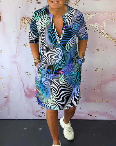 Ursula™ - Buntes Kleid mit V-Ausschnitt