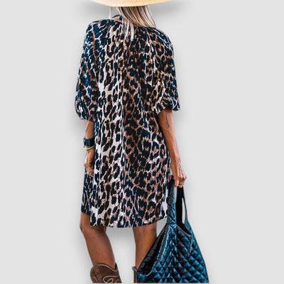Petrus | Panther Print Kleid mit Puffärmeln