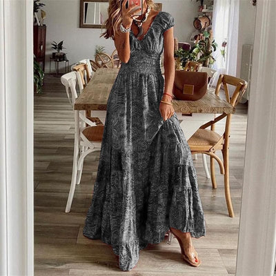 Boho Maxikleid mit kurzen Ärmeln