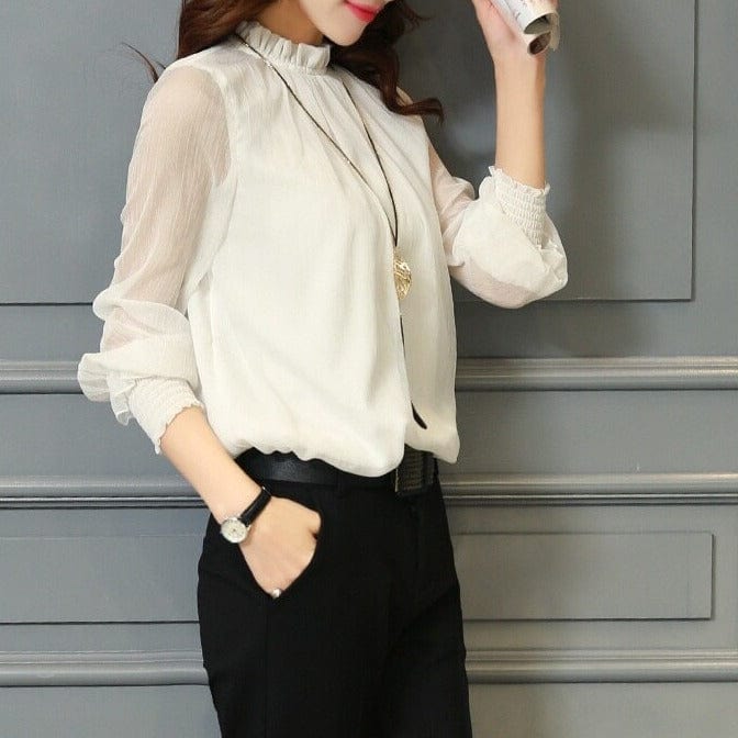 Shirt mit Rüschen und transparenten Ärmeln