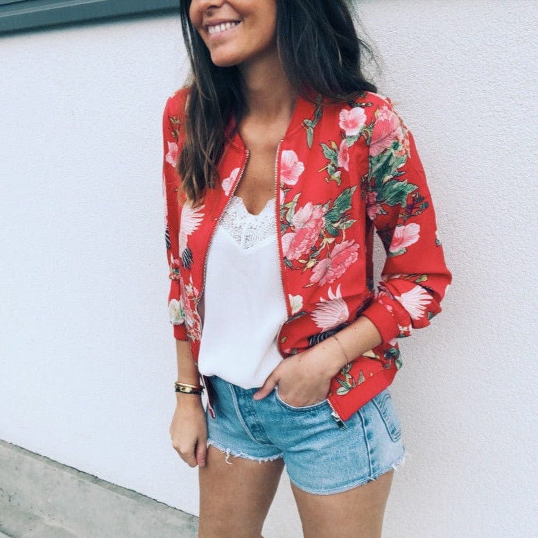 Bomberjacke mit floralem Motiv