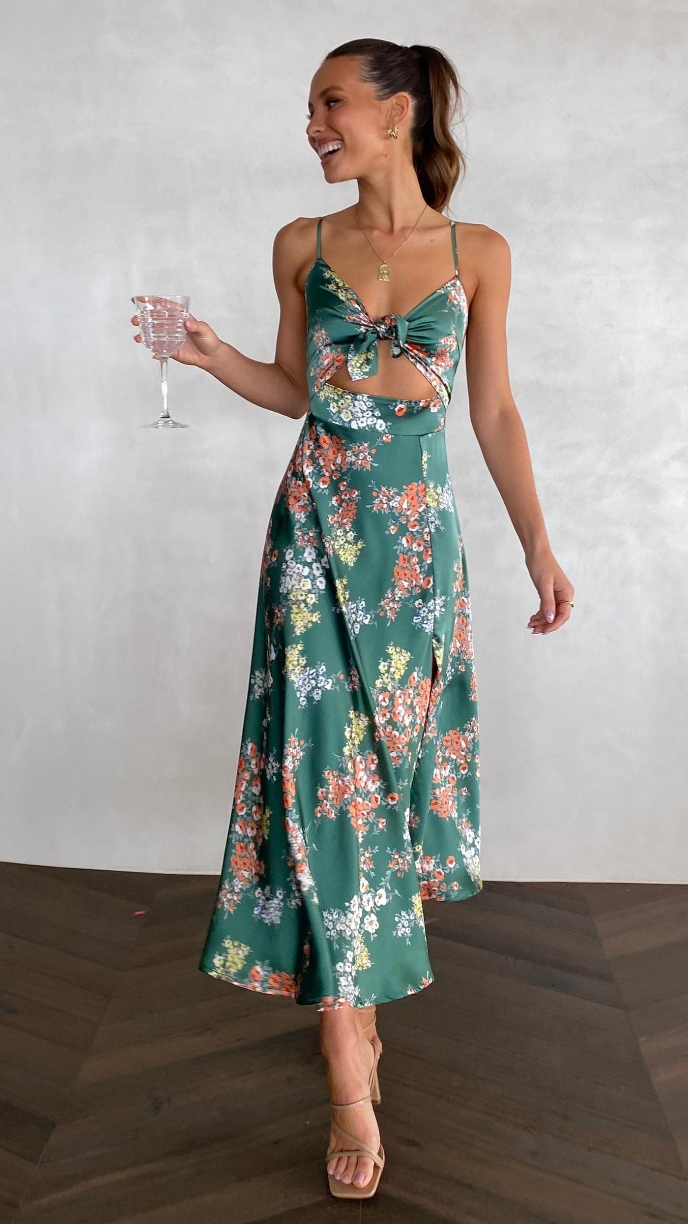 Marshall | Dreamers Midi-Kleid - Grüne Blumen