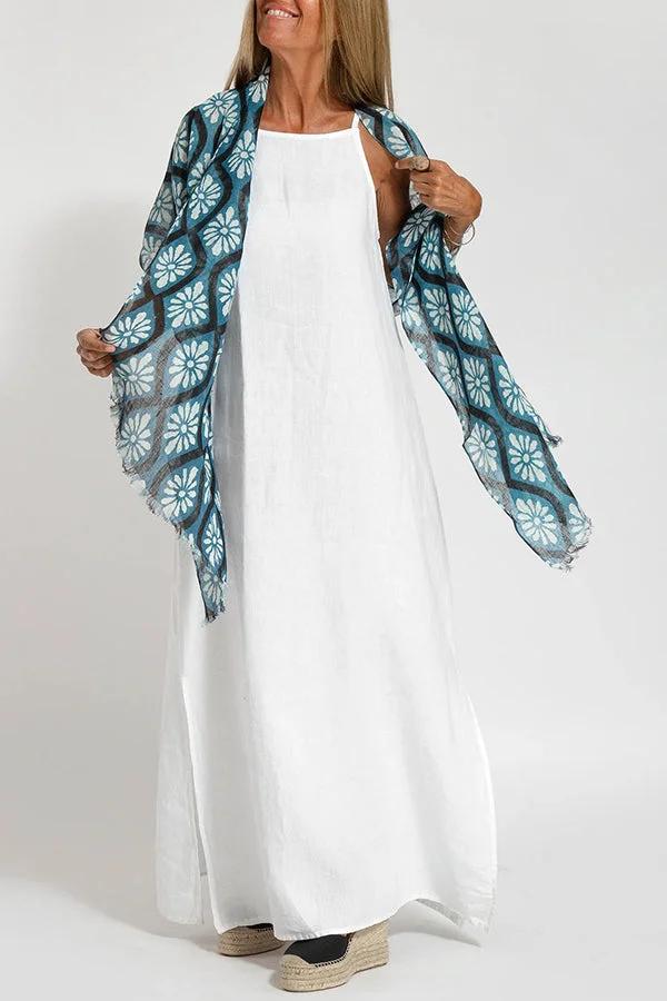 Cindy |  Baumwolle - ärmelloses einfarbiges Leinenkleid