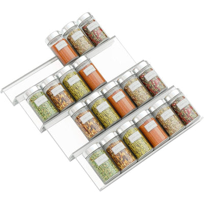 Gewürz Organizer Acryl | Transparent | Verstellbar 1–4 Stufen | Platzsparend für Küchenschublade