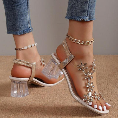 Sofie™ - Modische Casual Blockabsatzsandalen mit Bergkristallen für Frauen