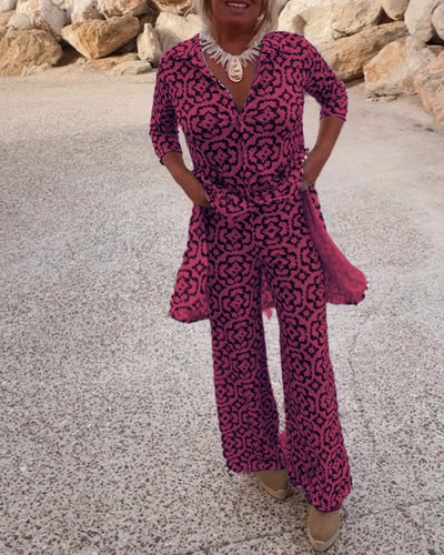 Rosa - Vintage Ensemble mit Revers und Knöpfen