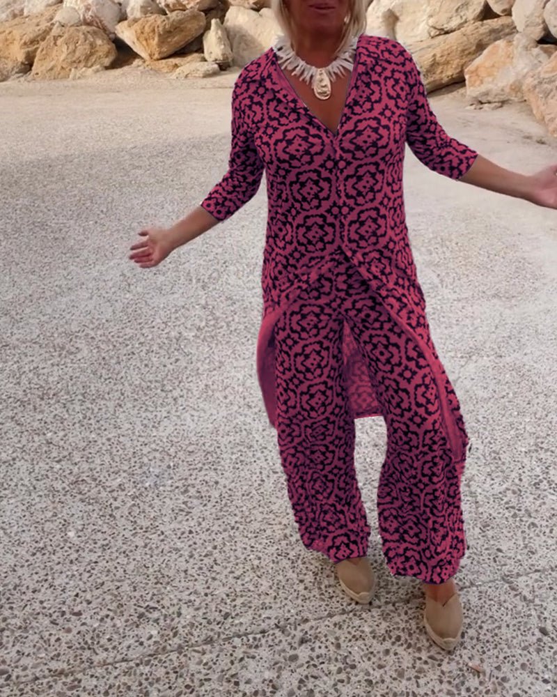 Rosa - Vintage Ensemble mit Revers und Knöpfen