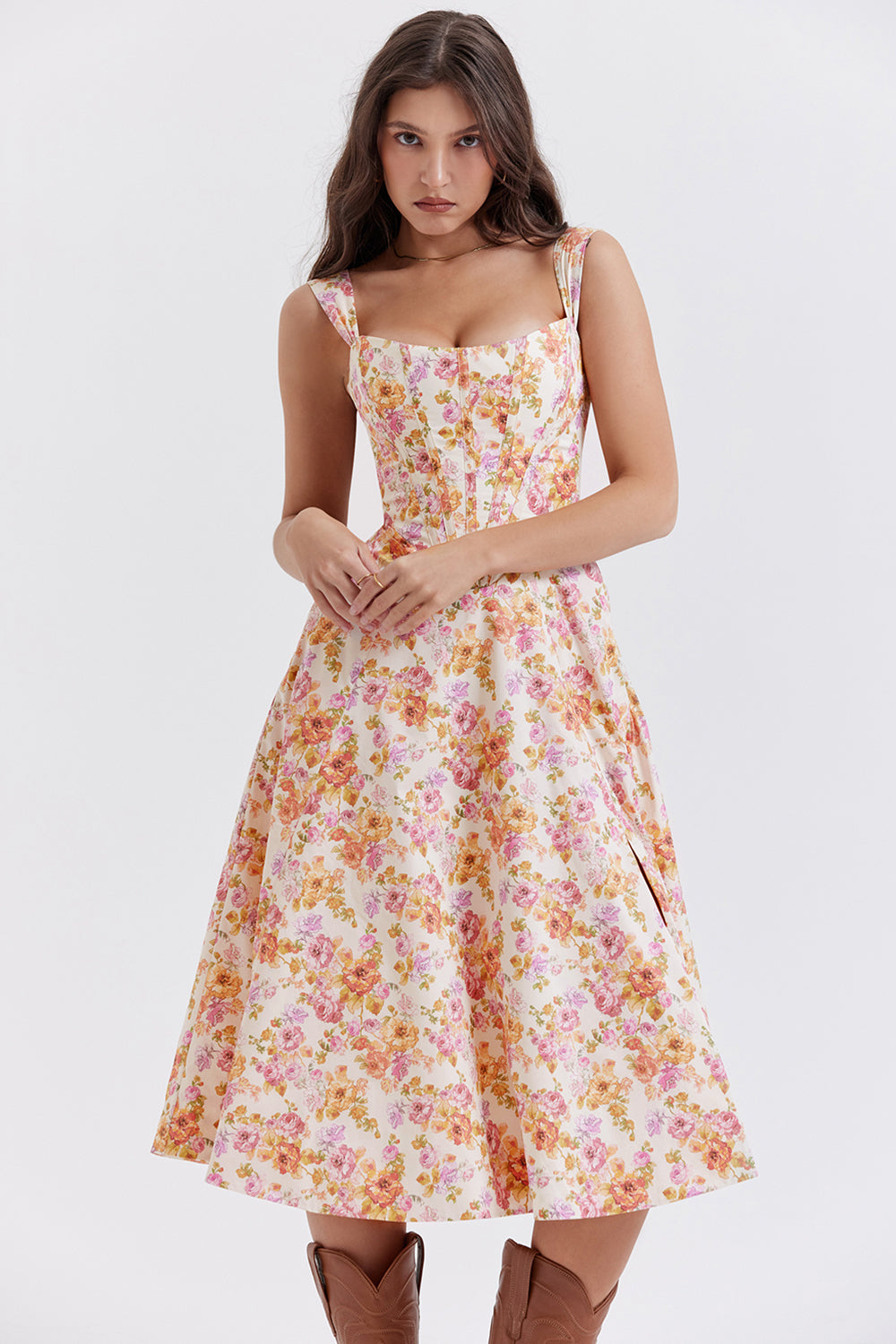 Geblümtes Midi-Sommerkleid