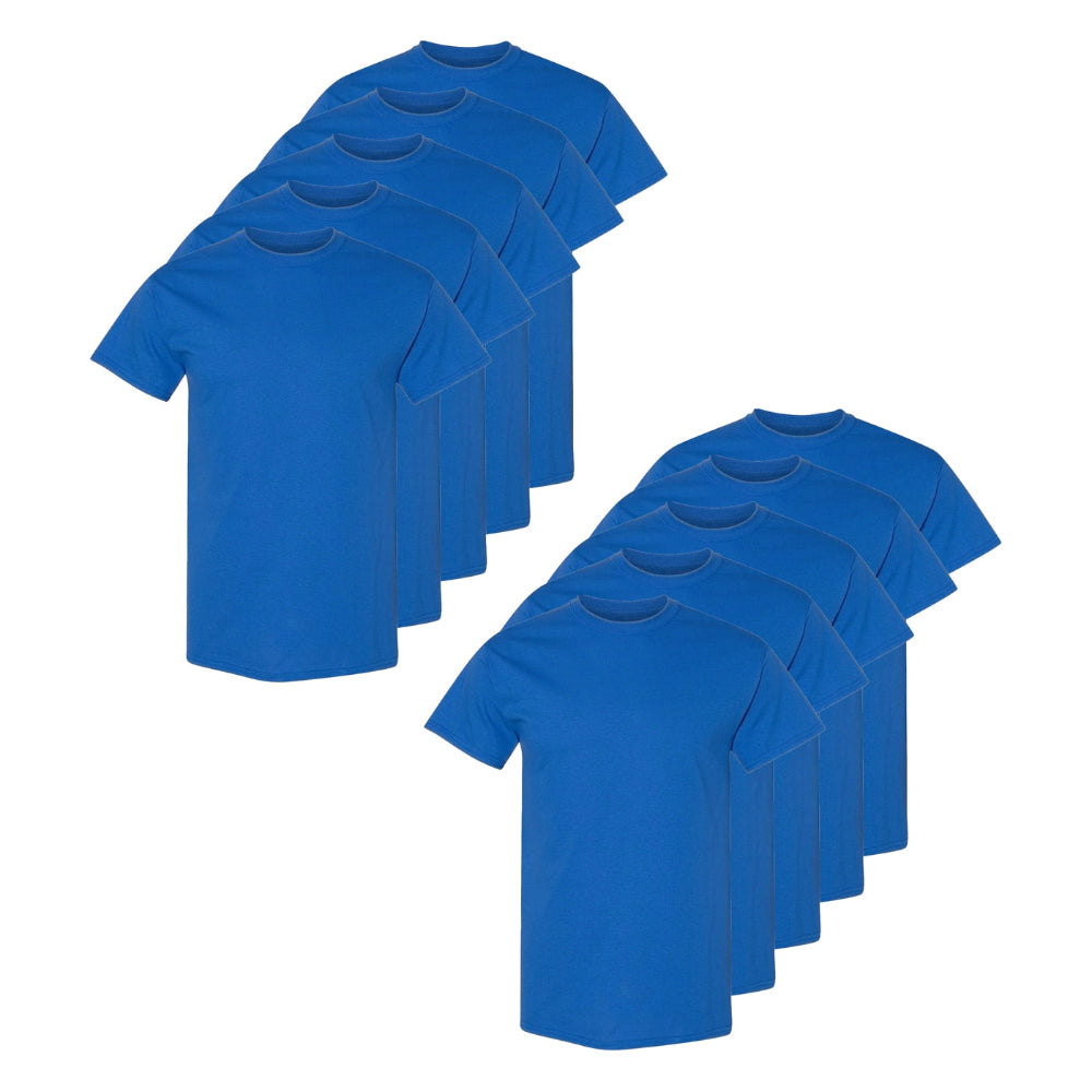 Set aus 10 Herren T- Shirts, 100% Baumwolle (strapazierfähig), Doppelkragen (dehnt sich nicht), Reguläre Passform (komfortabel), BLAU (für jeden Stil)