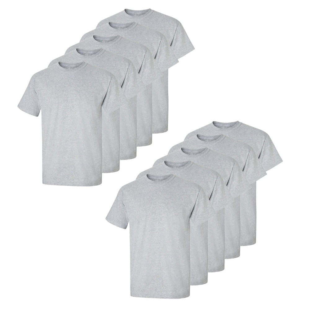 Set aus 10 Herren T- Shirts, 100% Baumwolle (strapazierfähig), Doppelkragen (verbreitert nicht), Reguläre Passform (komfortabel), GRAU (für jeden Stil)