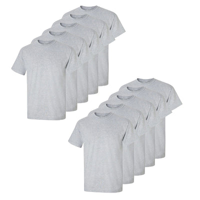 Set aus 10 Herren T- Shirts, 100% Baumwolle (strapazierfähig), Doppelkragen (verbreitert nicht), Reguläre Passform (komfortabel), GRAU (für jeden Stil)