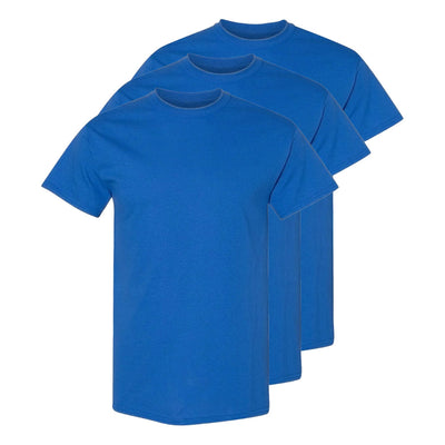Set aus 3 Herren T- Shirts, 100% Baumwolle (strapazierfähig), Doppelkragen (dehnt sich nicht), Reguläre Passform (komfortabel), BLAU (für jeden Stil)