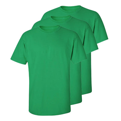 Set aus 3 Herren T- Shirts, 100% Baumwolle (strapazierfähig), Doppelkragen (verbreitert sich nicht), Reguläre Passform (komfortabel), GRÜN (für jeden Stil)