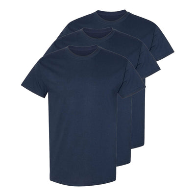 Set aus 3 Herren T- Shirts, 100% Baumwolle (strapazierfähig), Doppelkragen (verbreitert sich nicht), Reguläre Passform (komfortabel), MARINEBLAU (für jeden Stil)