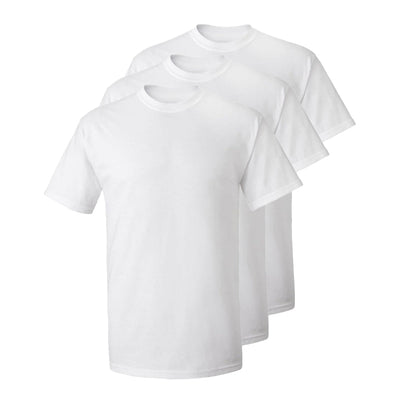 Set aus 3 Herren T- Shirts, 100% Baumwolle (strapazierfähig), Doppelkragen (verbreitert sich nicht), Reguläre Passform (komfortabel), WEISS (für jeden Stil)