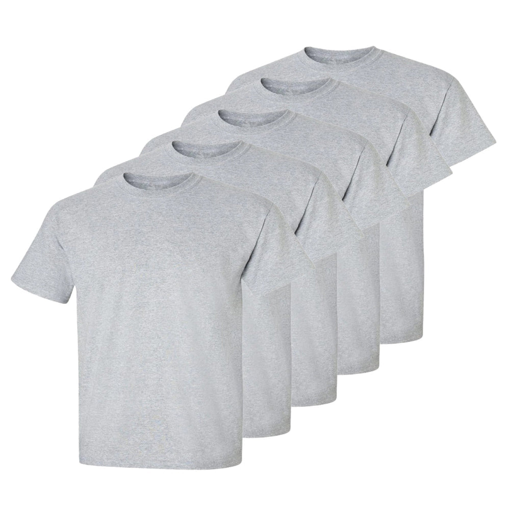 Set aus 5 Herren -T- Shirts (Große Größen), 100 % Baumwolle (Langlebig), Doppelkragen (WEITET SICH NICHT), Regulärer Schnitt (Bequem), GRAU (für jeden Stil)