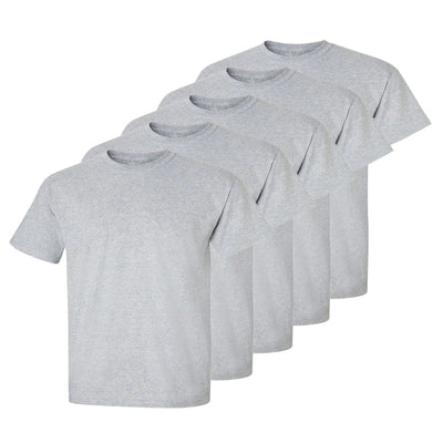 Set aus 5 Herren -T- Shirts (Große Größen), 100 % Baumwolle (Langlebig), Doppelkragen (WEITET SICH NICHT), Regulärer Schnitt (Bequem), GRAU (für jeden Stil)