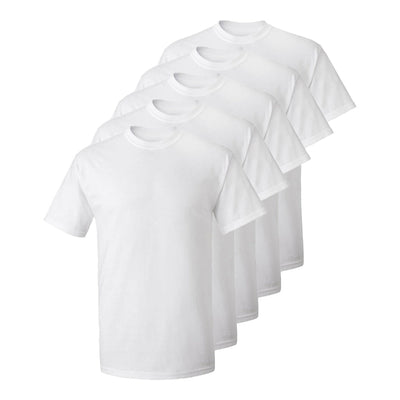 Set aus 5 Herren -T- Shirts, 100 % Baumwolle (Langlebig), Doppelkragen (WEITET SICH NICHT), Regular Fit (Bequem), WEISS (für jeden Stil)