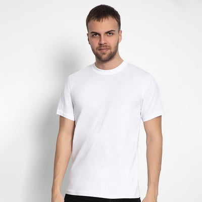 Set aus 5 Herren -T- Shirts, 100 % Baumwolle (Langlebig), Doppelkragen (WEITET SICH NICHT), Regular Fit (Bequem), WEISS (für jeden Stil)