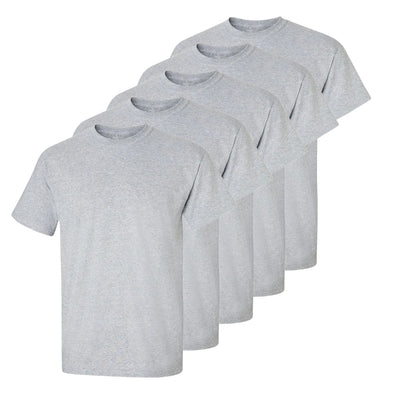 Set aus 5 Herren -T- Shirts, 100 % Baumwolle (Langlebig), Doppelkragen (WEITET SICH NICHT), Regular Fit (Bequem), GRAU (für jeden Stil)