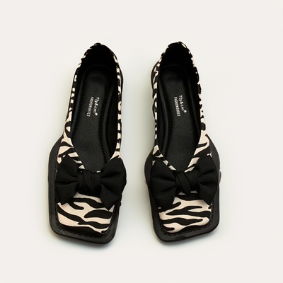 Caramina - Stilvolle Hahnentritt-Ballerinas mit Schleife Damen