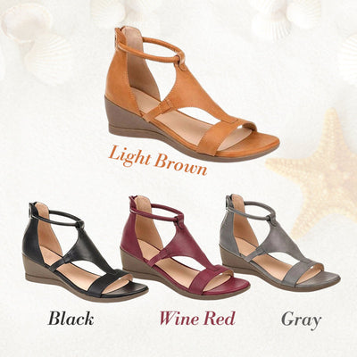 Anne - Römische Ledersandalen Mit Keilabsatz Und Gepolsterter Innensohle Für Damen
