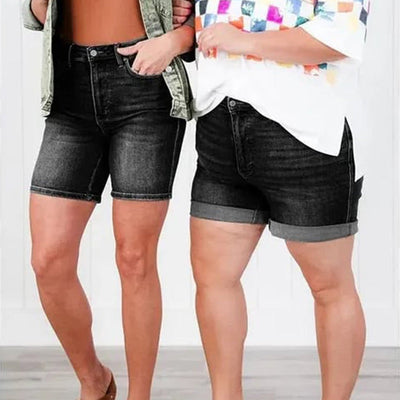 Bronson | Damen mittelhohe Jeans-Shorts