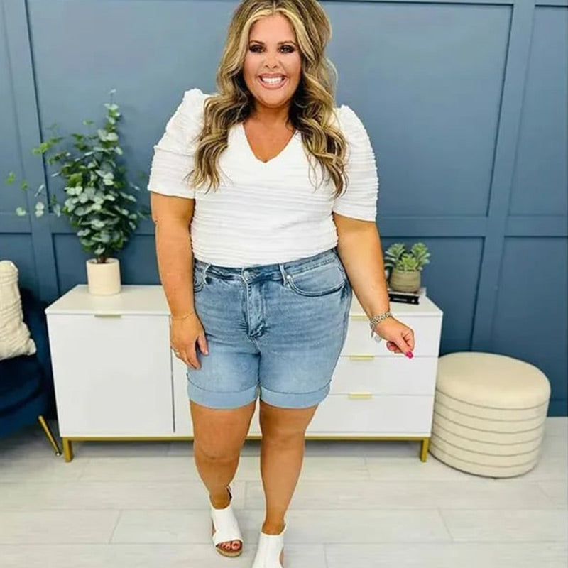 Bronson | Damen mittelhohe Jeans-Shorts