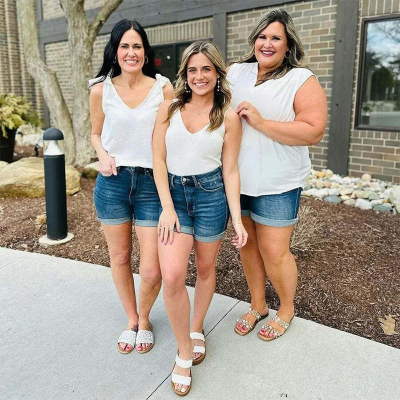 Bronson | Damen mittelhohe Jeans-Shorts