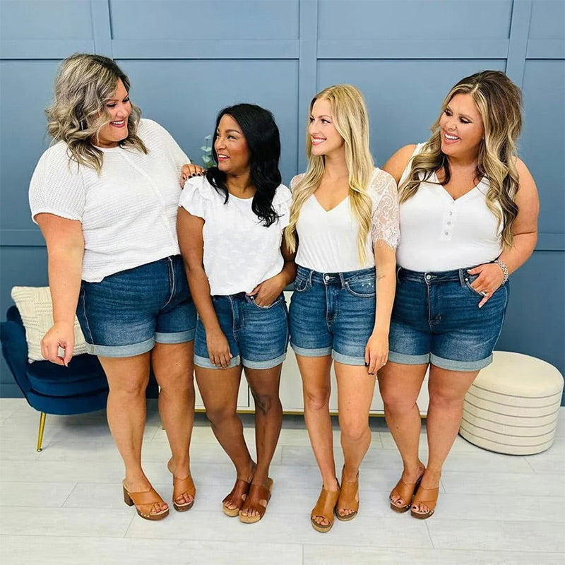 Bronson | Damen mittelhohe Jeans-Shorts