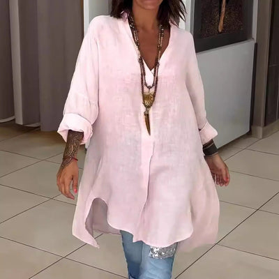 Skyler | Lässiges Sommerhemd aus Baumwollleinen mit V-Ausschnitt