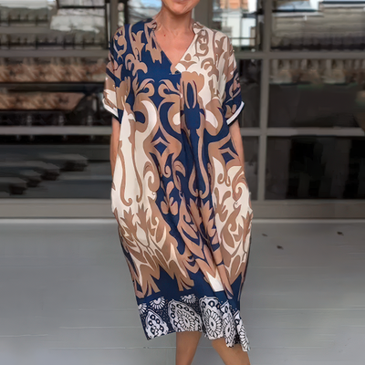 Amelia | Elegante Boho Kleid mit schmeichelhaften Details für den Bauch