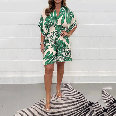 Carly | Lässiger, kurzer Jumpsuit mit Pflanzenprint für Damen