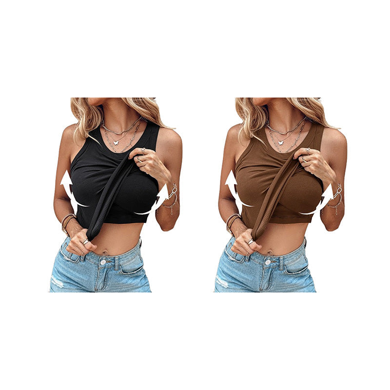 Edna | Geripptes Tanktop mit integriertem BH für Frauen