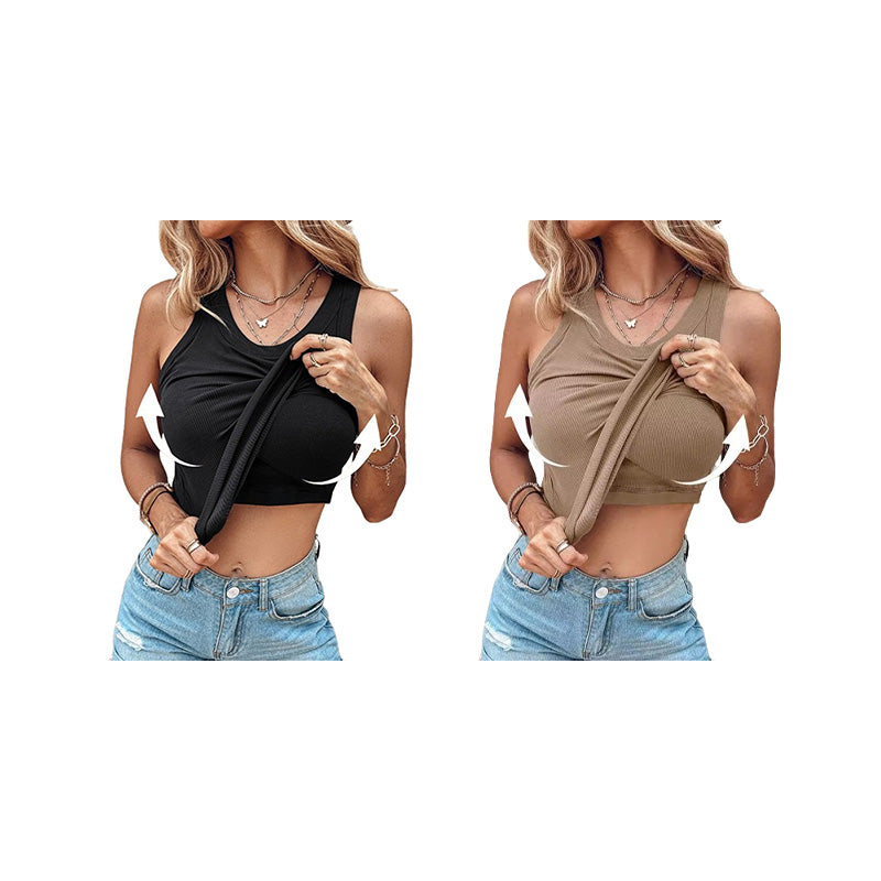 Edna | Geripptes Tanktop mit integriertem BH für Frauen