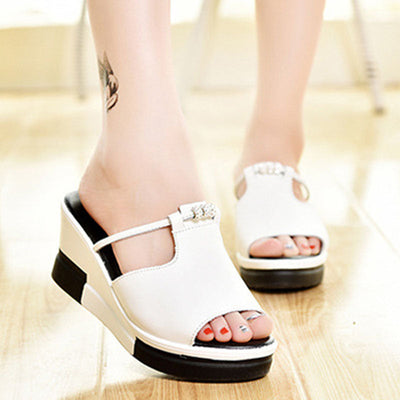 Maricris - Elegante Keil Pantoletten Damen