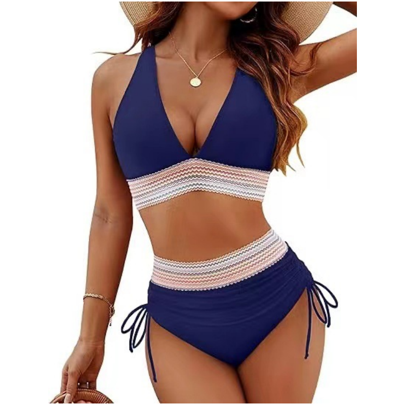 Alfreda | Bikini-Set mit Trägern - Hellblau mit Retro-Bund