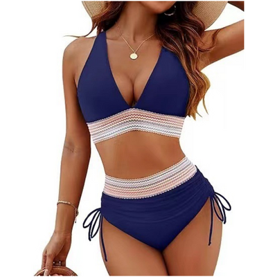 Alfreda | Bikini-Set mit Trägern - Hellblau mit Retro-Bund