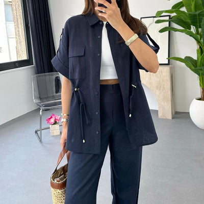 Augustina | Zweiteiler Arbeitskleidung Casual mit Kordelzug für Damen