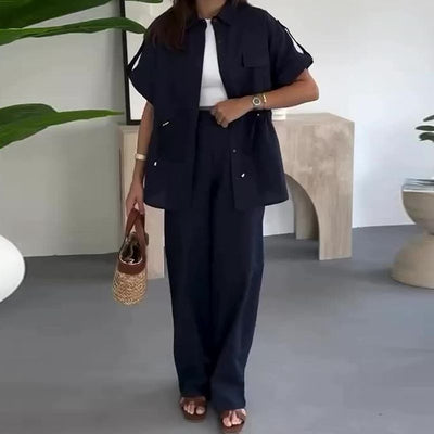 Augustina | Zweiteiler Arbeitskleidung Casual mit Kordelzug für Damen