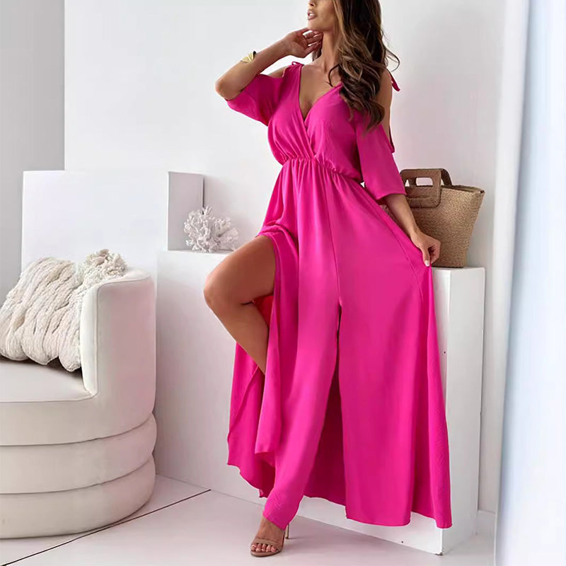 Camdyn | Elegantes, sexy Kleid mit V-Ausschnitt und Seitenschlitz für Damen