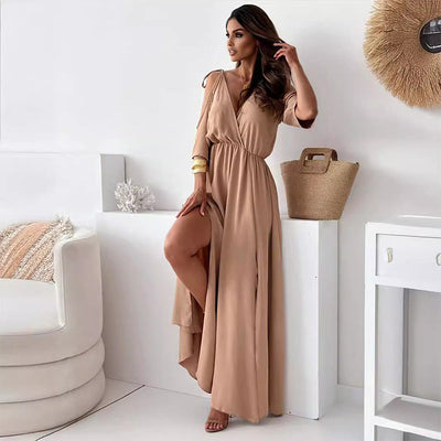 Camdyn | Elegantes, sexy Kleid mit V-Ausschnitt und Seitenschlitz für Damen