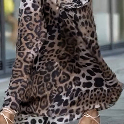 Gabe | Lässiges langärmeliges Damenkleid mit Leopardenmuster