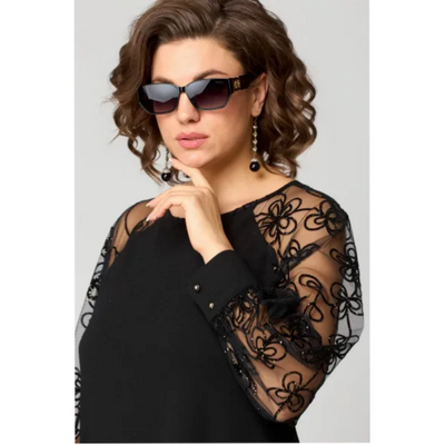 🔥👗Csipke patchwork kerek nyakú hosszú ujjú ruha