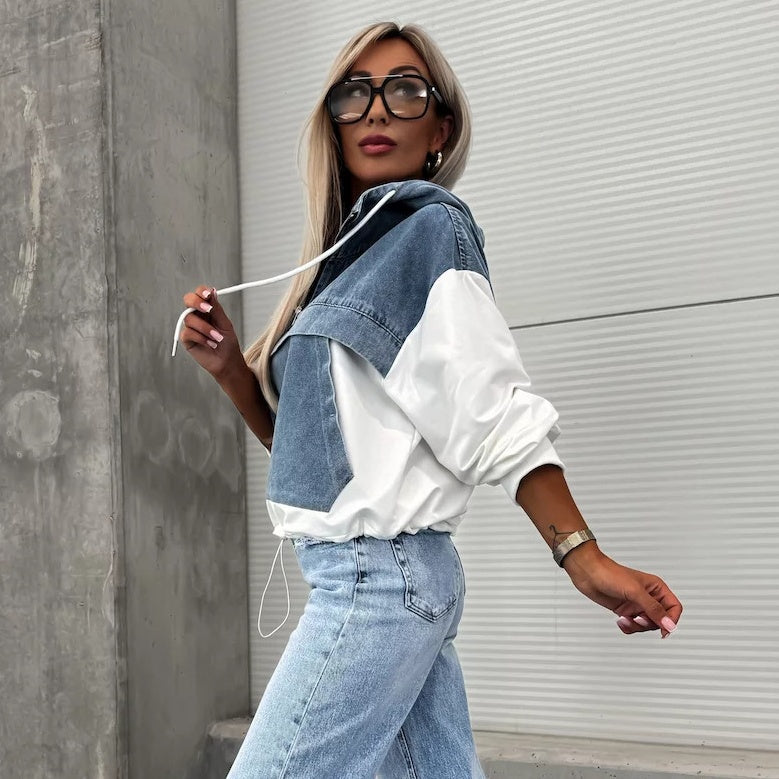 Theresa | HEISSER VERKAUF 50% - Damen-Jeansjacke mit Kapuze und Kordelzug