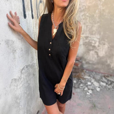 Maeve | Ärmelloses Kleid mit Knopfleiste und V-Ausschnitt für Damen