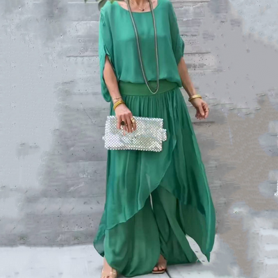 Penelope | Zweiteiliges Chiffon-Lockeres Top und weite Hose