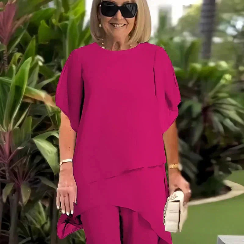 Josiah | Silhouette des eleganten asymmetrischen Tops und der weiten Hose